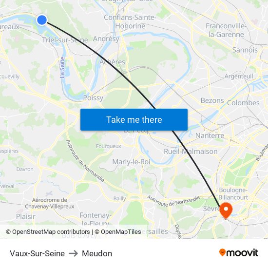 Vaux-Sur-Seine to Meudon map