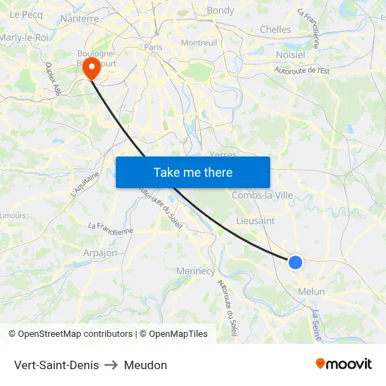 Vert-Saint-Denis to Meudon map