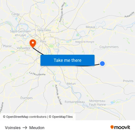 Voinsles to Meudon map