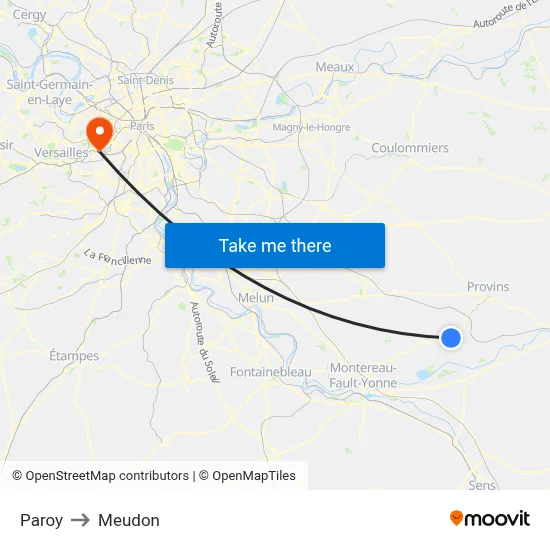 Paroy to Meudon map