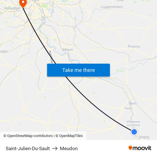 Saint-Julien-Du-Sault to Meudon map
