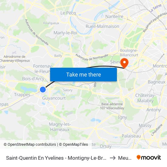 Saint-Quentin En Yvelines - Montigny-Le-Bretonneux to Meudon map