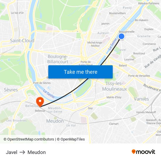 Javel to Meudon map