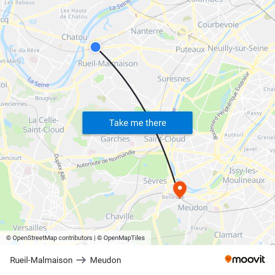 Rueil-Malmaison to Meudon map