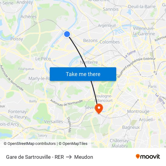 Gare de Sartrouville - RER to Meudon map