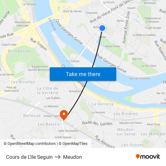Cours de L'Ile Seguin to Meudon map