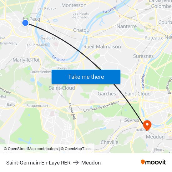 Saint-Germain-En-Laye RER to Meudon map
