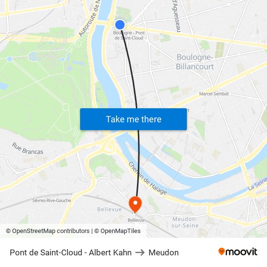 Pont de Saint-Cloud - Albert Kahn to Meudon map