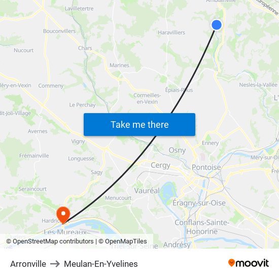 Arronville to Meulan-En-Yvelines map