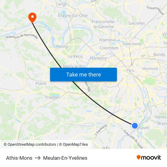 Athis-Mons to Meulan-En-Yvelines map