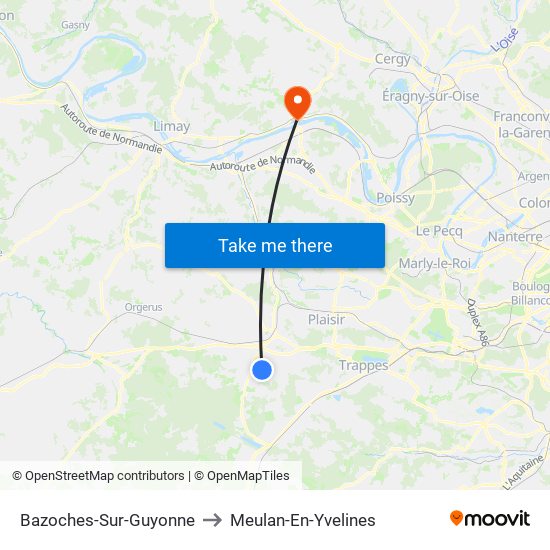 Bazoches-Sur-Guyonne to Meulan-En-Yvelines map