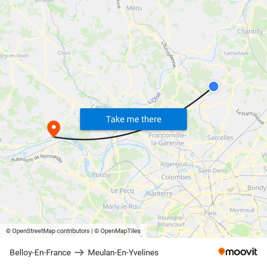 Belloy-En-France to Meulan-En-Yvelines map