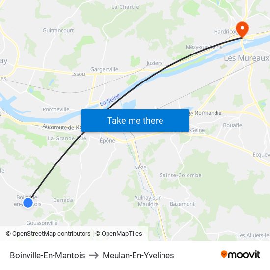 Boinville-En-Mantois to Meulan-En-Yvelines map