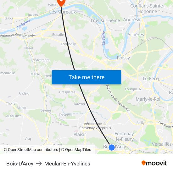 Bois-D'Arcy to Meulan-En-Yvelines map