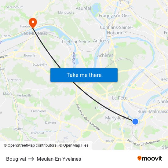 Bougival to Meulan-En-Yvelines map