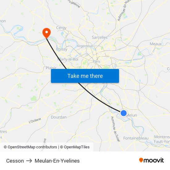 Cesson to Meulan-En-Yvelines map