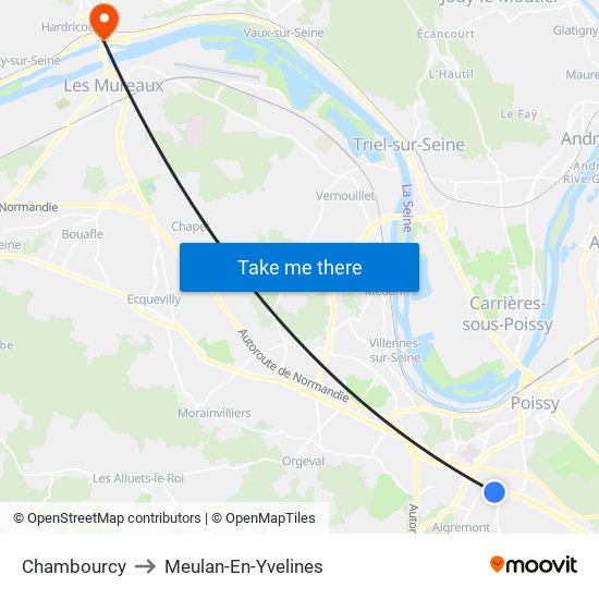 Chambourcy to Meulan-En-Yvelines map