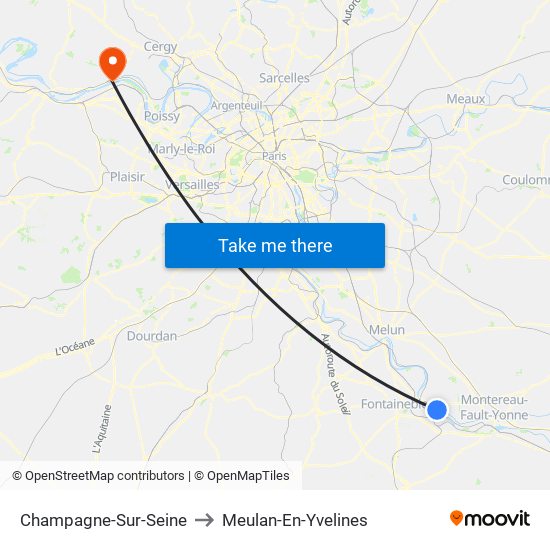 Champagne-Sur-Seine to Meulan-En-Yvelines map