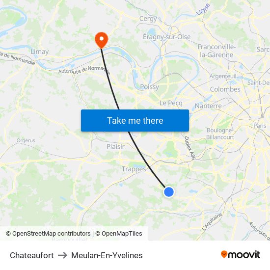 Chateaufort to Meulan-En-Yvelines map