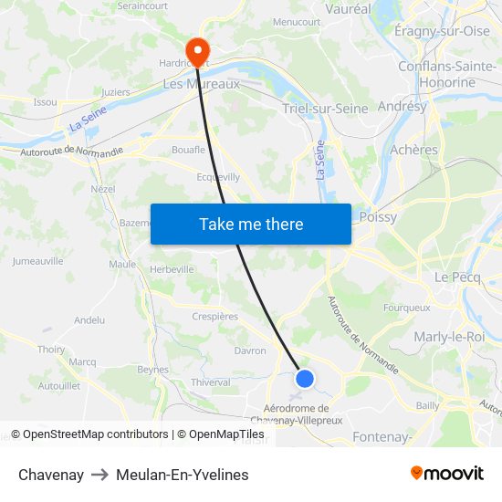 Chavenay to Meulan-En-Yvelines map