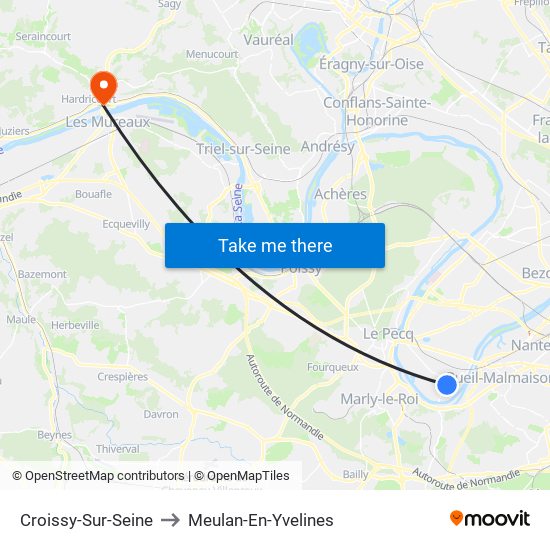 Croissy-Sur-Seine to Meulan-En-Yvelines map