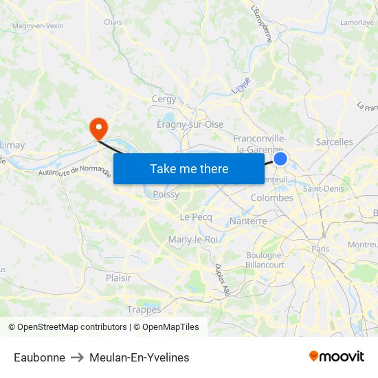Eaubonne to Meulan-En-Yvelines map
