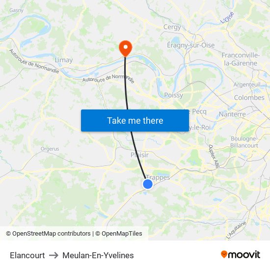 Elancourt to Meulan-En-Yvelines map