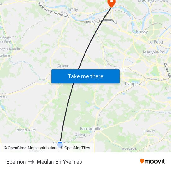 Epernon to Meulan-En-Yvelines map