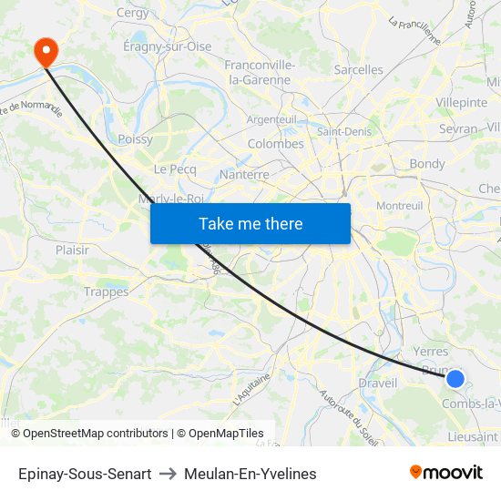 Epinay-Sous-Senart to Meulan-En-Yvelines map