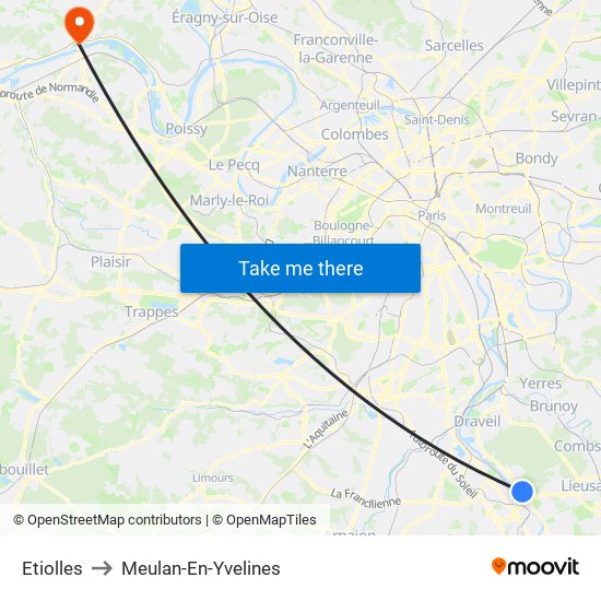 Etiolles to Meulan-En-Yvelines map