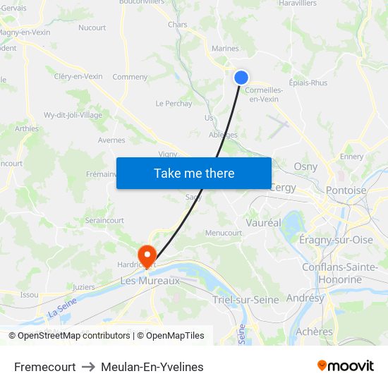 Fremecourt to Meulan-En-Yvelines map