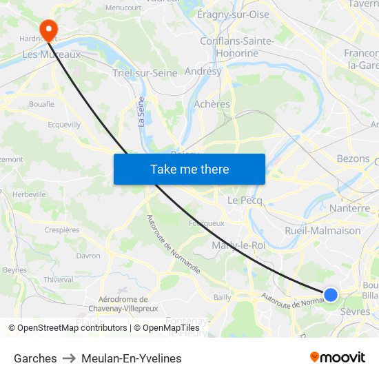 Garches to Meulan-En-Yvelines map