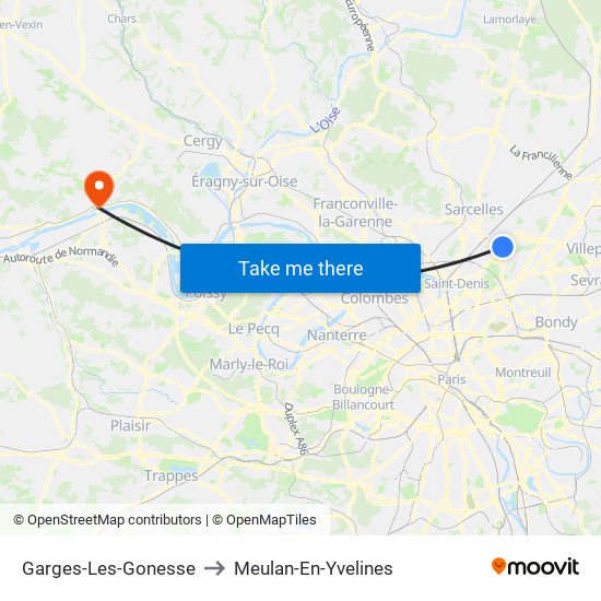 Garges-Les-Gonesse to Meulan-En-Yvelines map