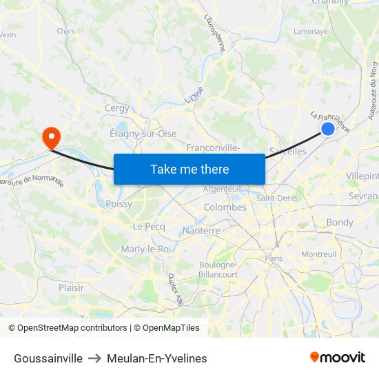 Goussainville to Meulan-En-Yvelines map