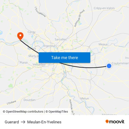 Guerard to Meulan-En-Yvelines map