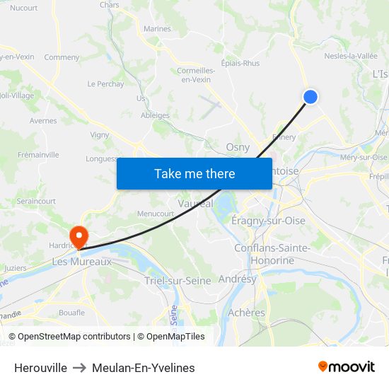 Herouville to Meulan-En-Yvelines map