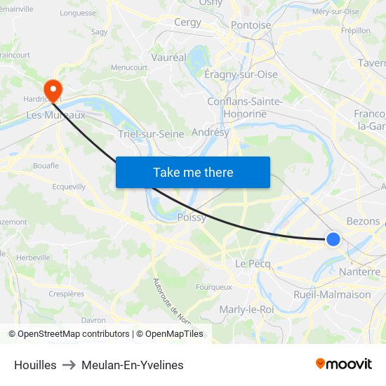 Houilles to Meulan-En-Yvelines map