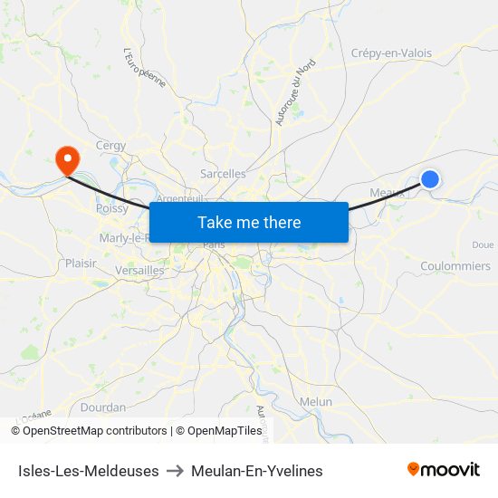 Isles-Les-Meldeuses to Meulan-En-Yvelines map