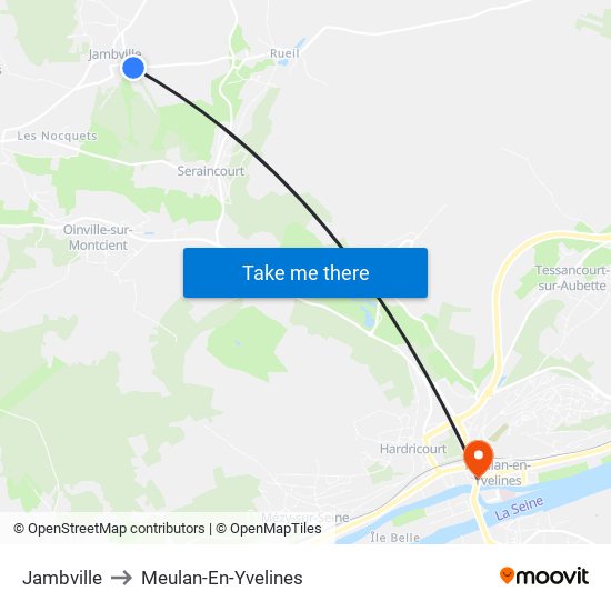 Jambville to Meulan-En-Yvelines map