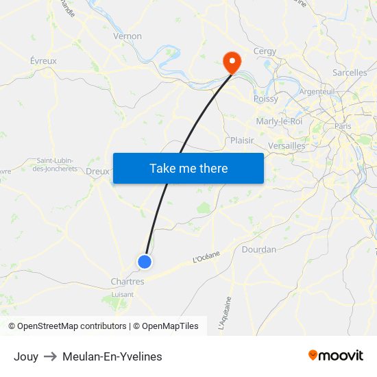 Jouy to Meulan-En-Yvelines map