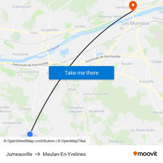 Jumeauville to Meulan-En-Yvelines map