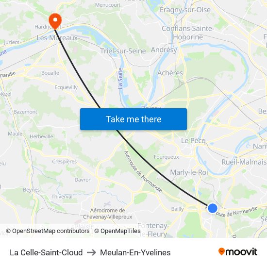 La Celle-Saint-Cloud to Meulan-En-Yvelines map