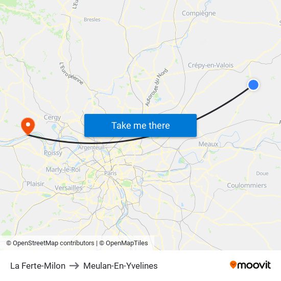 La Ferte-Milon to Meulan-En-Yvelines map