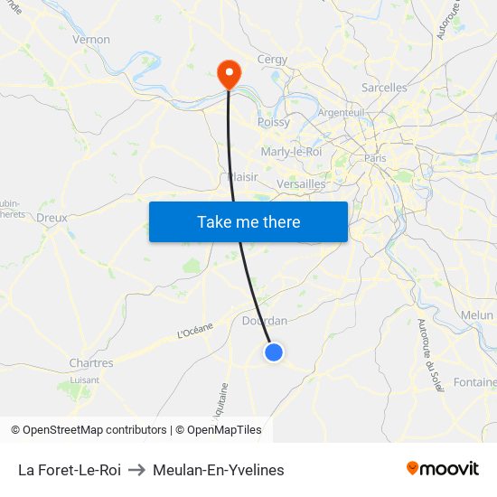 La Foret-Le-Roi to Meulan-En-Yvelines map