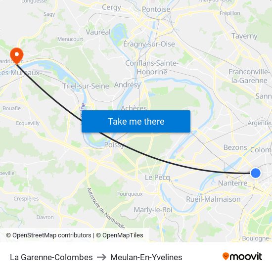 La Garenne-Colombes to Meulan-En-Yvelines map