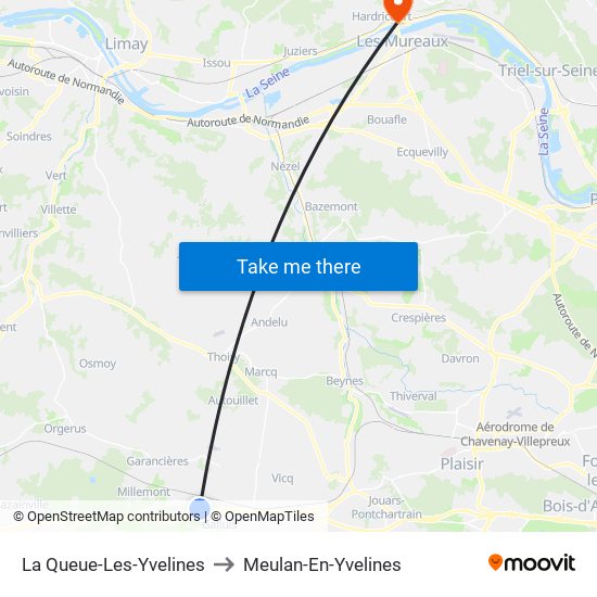 La Queue-Les-Yvelines to Meulan-En-Yvelines map