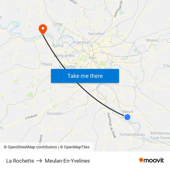 La Rochette to Meulan-En-Yvelines map