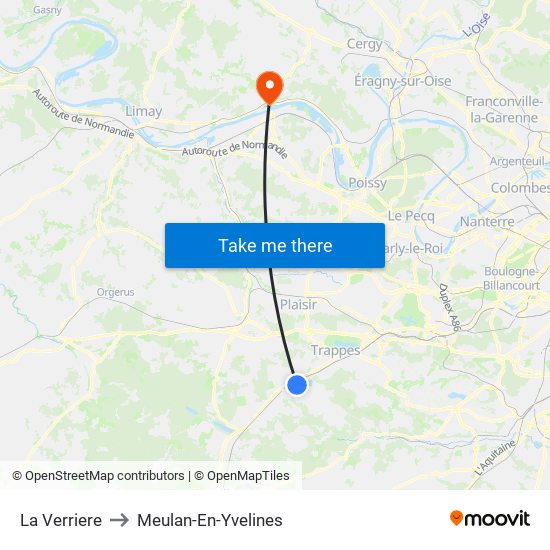 La Verriere to Meulan-En-Yvelines map