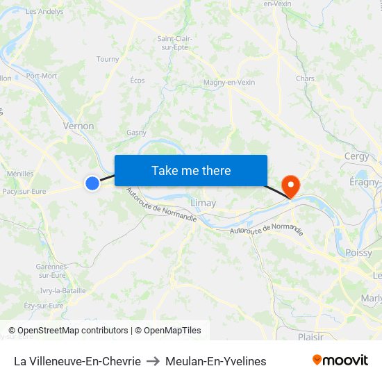La Villeneuve-En-Chevrie to Meulan-En-Yvelines map