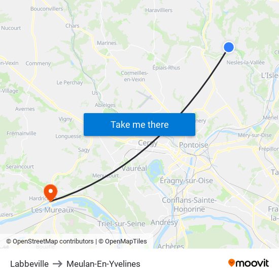 Labbeville to Meulan-En-Yvelines map